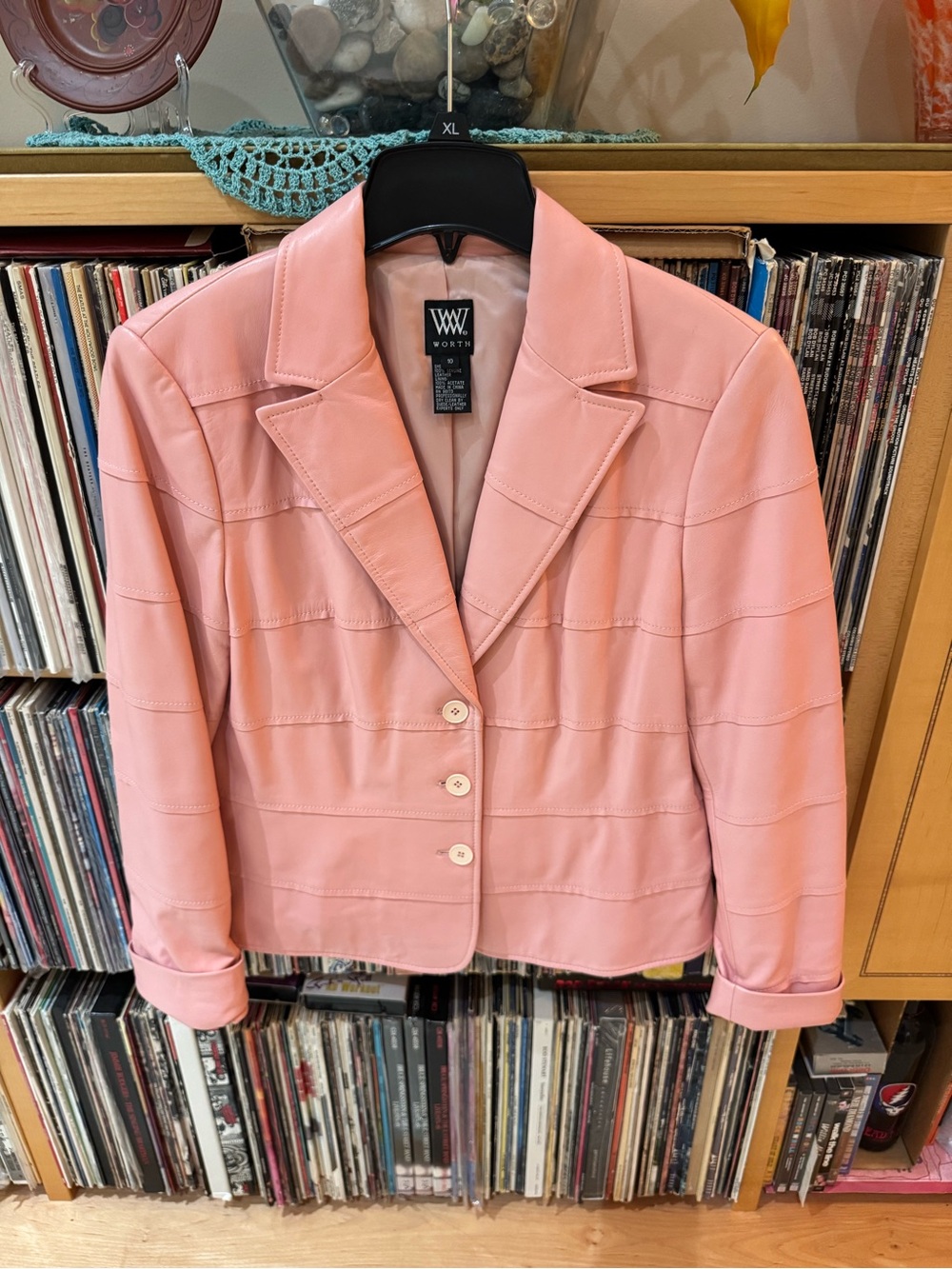 PRICE DROP: NW/OT, WORTH, 10, lined Pale Pink LAMBSKIN LEATHER JKT